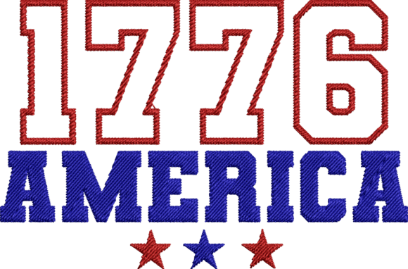 American 1776 Embroidery Design, July