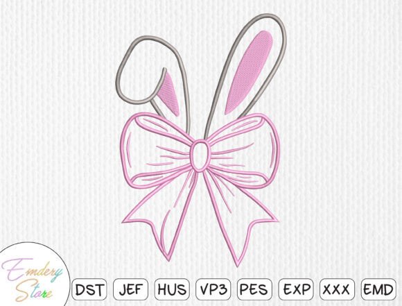 Bunny Bow Applique Embroidery Design
