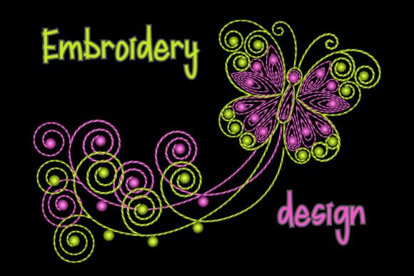 Butterfly Swirls Embroidery Design