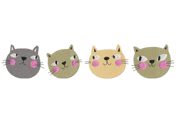 Cat Heads Simple Embroidery Design