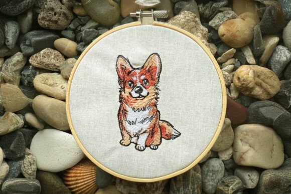 Cute Corgi Machine Embroidery Design