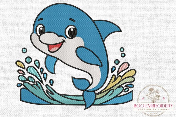 Cute Dolphin Embroidery Design