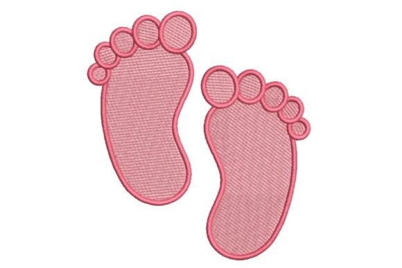 Cute Pink Baby Footprints Embroidery Design