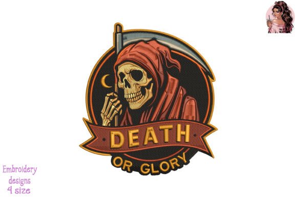 Death or Glory Grim Reaper Embroidery
