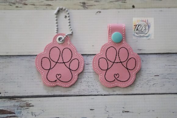 Dog Paw Key Fob ITH Machine Embroidery