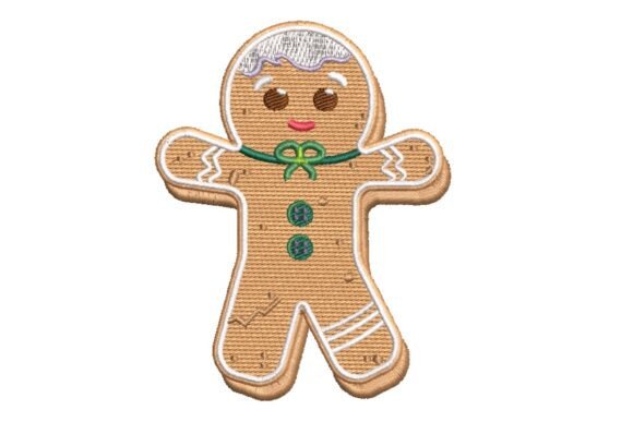Festive Gingerbread Man with Bow Tie Embroidery Design
