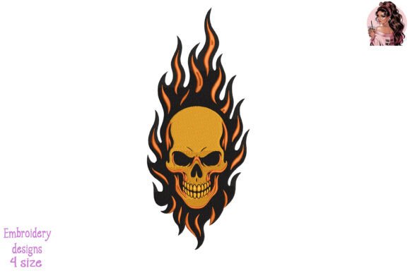 Fireborn Skull Embroidery