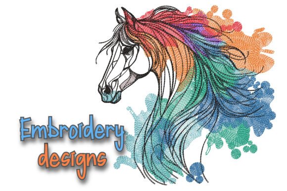 Horse Rainbow Embroidery Design