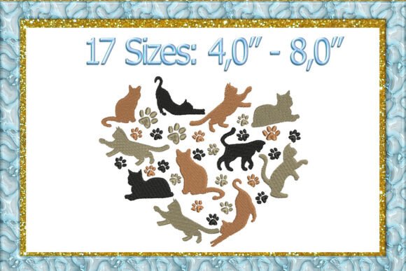 I Love Cats Embroidery Design