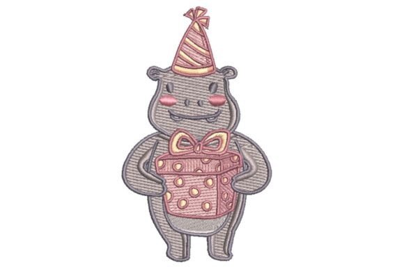 Party Hippo Embroidery