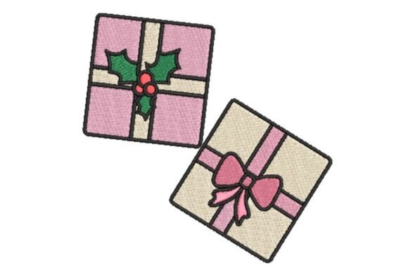Pink Christmas Presents Embroidery