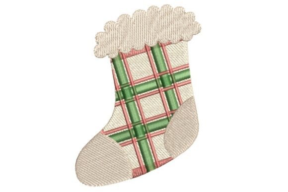 Plaid Christmas Stocking Embroidery Design