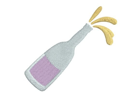 Popping Champagne Bottle Embroidery Design