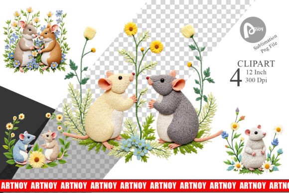 Rat Embroidery Clipart