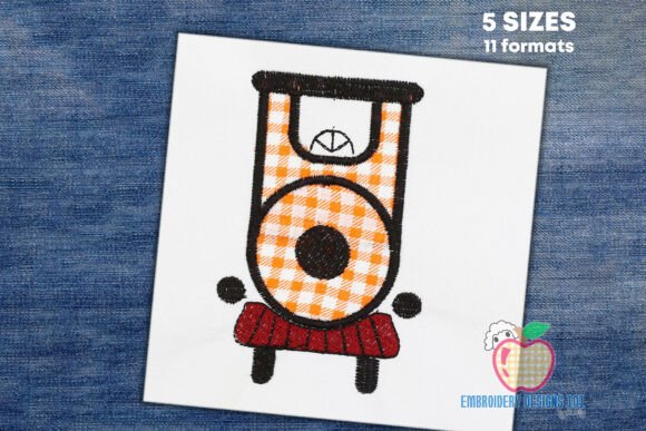 Simple Train Engine Applique Embroidery