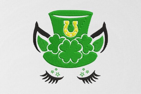St Patrick’s Unicorn Face Embroidery Design